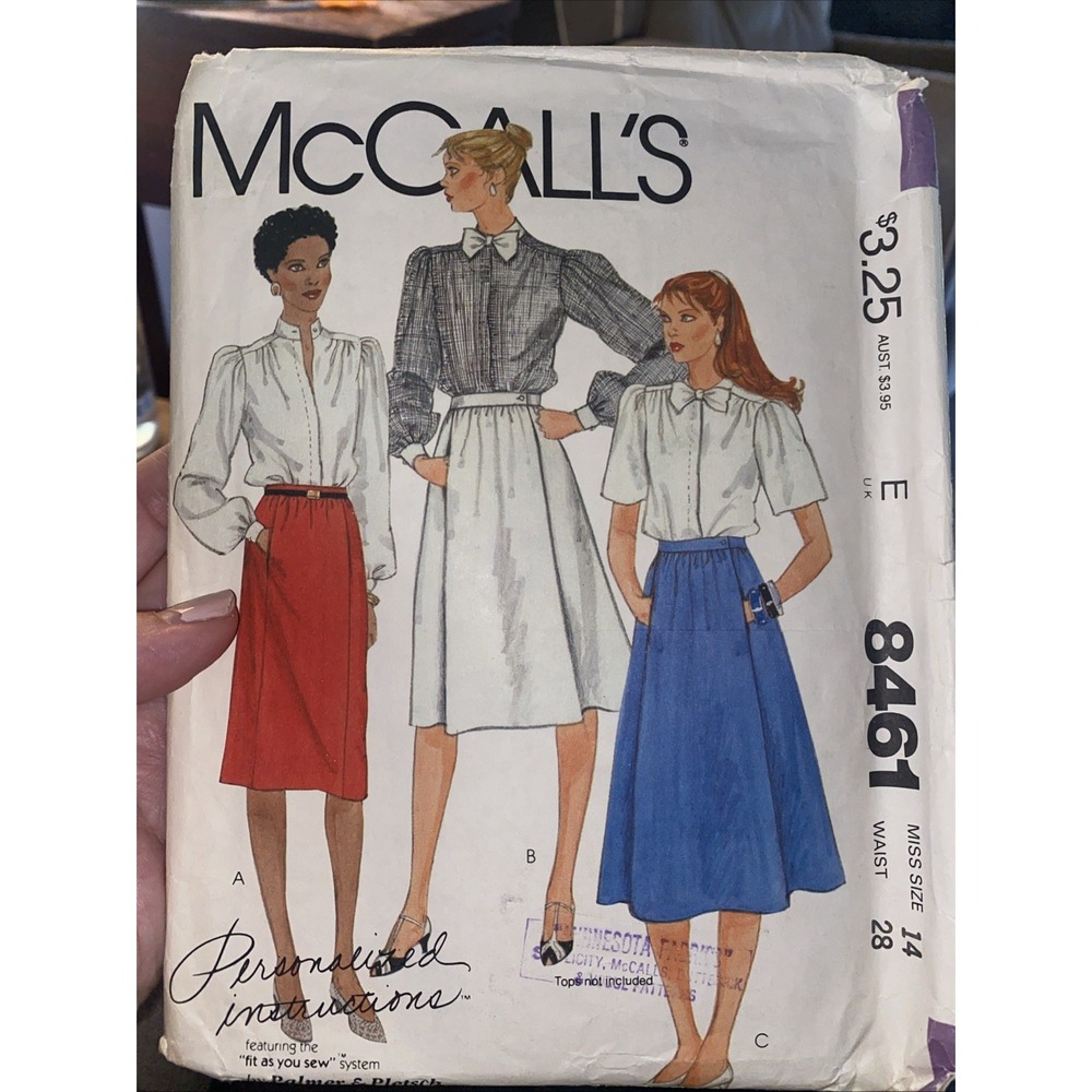Vintage McCall's 8461 Skirt Sewing Pattern Size 14 Misses Slim Gathered Cut